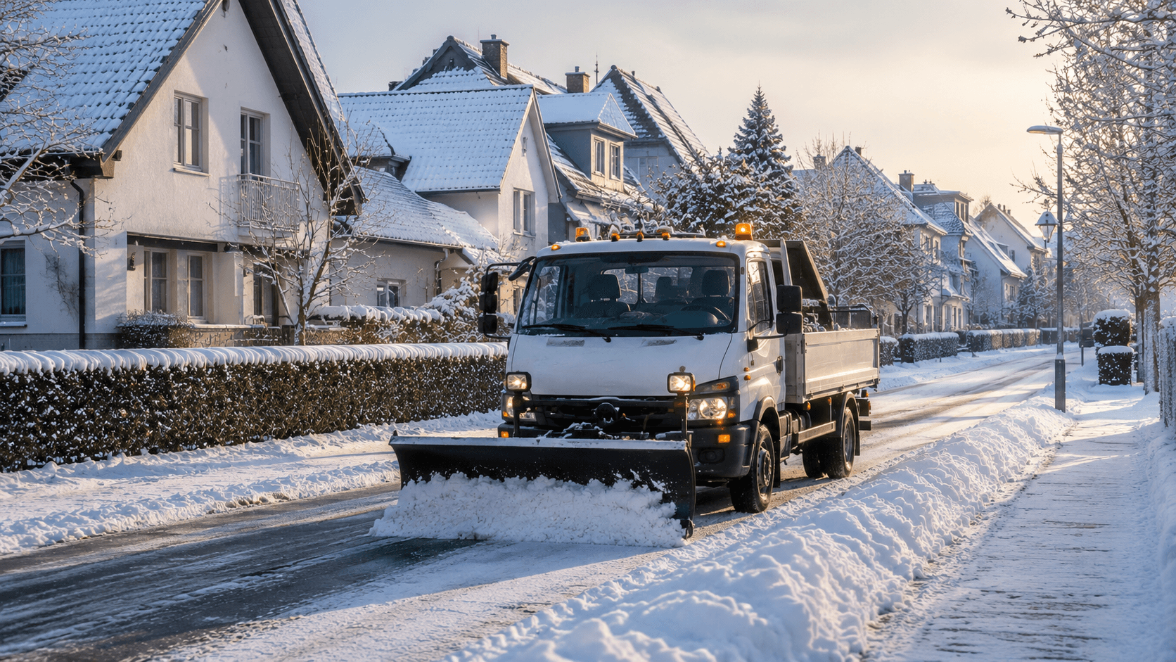 Winterdienst im Einsatz bei Schneefall